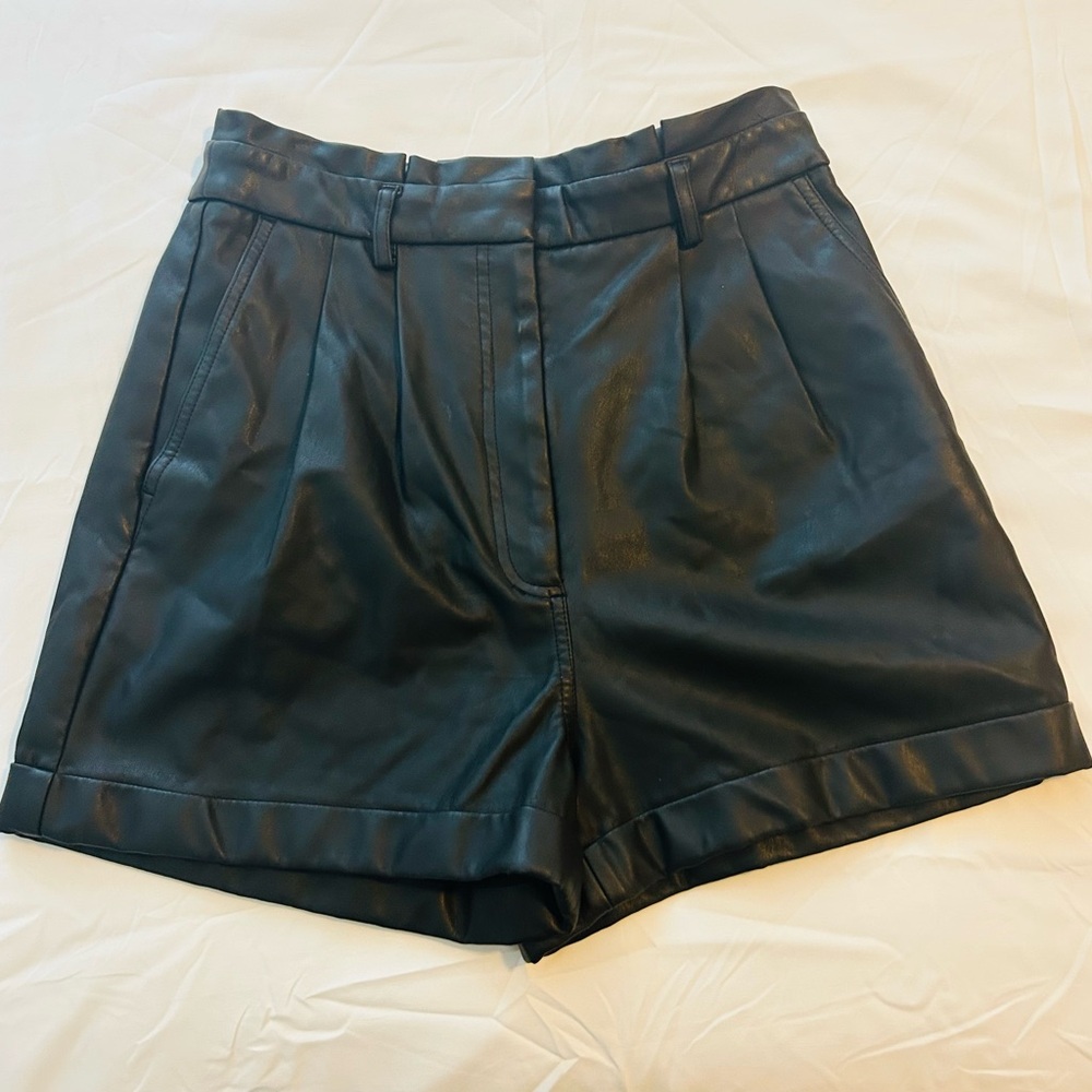 Express Black Leather Shortie Extreme High Rise Shorts - Size 6
